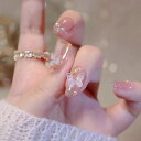 WXVOVXWネイルチップショートネイルチップネイルチップクリアネイルチップ人気3D爪24枚入優しくて可愛いファッションネイル結婚式ネイルチップ花嫁ネイル蝶の花言葉