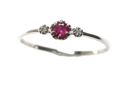 [キャンディ]K10WGルビー&ダイヤモンドツイン0.016ctリング日本サイズ16号