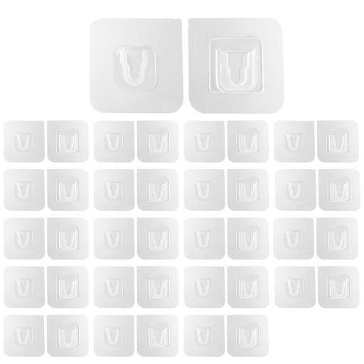 20組電源タップ固定ホルダーフック6x6cmリモコンルータコンセント壁移動可能クリア