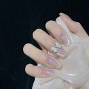 24枚セットネイルチップオーロラフィルム蝶结び爪飾り偽の爪披露宴パーティー二次会入学式卒業式入園式成人式花火大会お花見