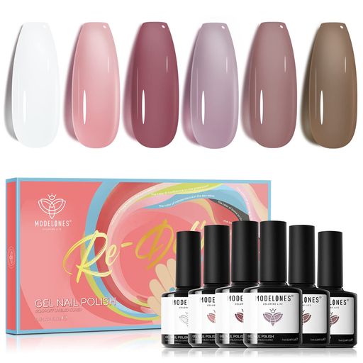 MODELONESジェルネイルカラージェルジェルポリッシュ6色セット7ML/本UV/LED対応ピンク系ネイル初心者キット MODELONESジェルネイルカラージェルジェルポリッシュ6色セット7ML/本UV/LED対応ピンク系ネイル初心者キット