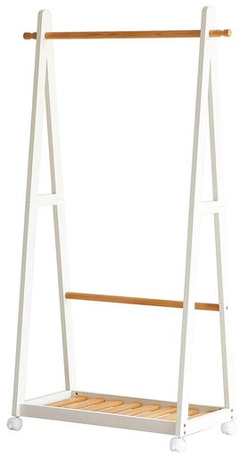 ハンガーラック木製幅85x奥行39.5x高さ150cmコートハンガー棚付きH-3200NAWH