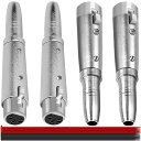 MKBKLLJY4個XLR3ピンメス-1/4インチ6.35mmメスアダプタジャックソケットオーディオジェンダーチェンジャーコネクタキット亜鉛合金メタルケースシルバーケーブルタイ付き対応マイクステレオ