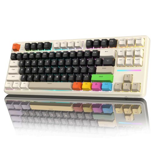 MAMBASNAKExATTACK SHARK X87 87キー 三模ワイヤレス ガスケット メカニカルキーボード Bluetooth 5.1/2.4GHz/有線 Type-C ホットスワップ ストロベリー軸 板簧構造