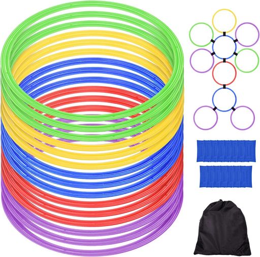 Jessfar スピードリング 38cm 10 / 15本セット 練習リングフラット トレーニング サッカートレーニング用品 スビード養成 ドリブル練習サッカー ステップスピードリング 俊敏性を鍛える アジ…