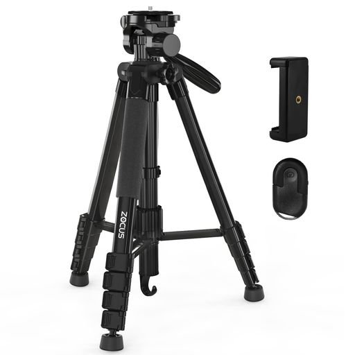 ZOCUS 三脚 リモコン付き 一脚可変式 全高1900mm 脚径26mm 5段 3Way雲台 水準器 ク...