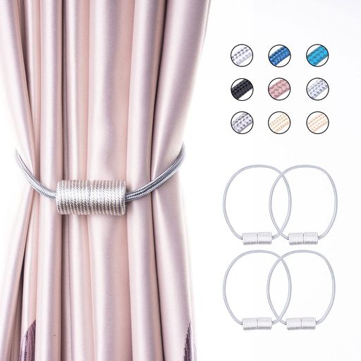 カーテンタッセルマグネットカーテンふさかけカーテンタッセルおしゃれカーテンホルダーカーテンとめ具カーテン留め飾りカーテンアクセサリー2色ベージュグレー4個セット(2)