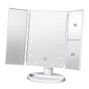 Vidafelic化粧鏡卓上化粧ミラー鏡21個LED拡大鏡2/3倍明るさ調節可能180°回転単4電池&USB2WAY給電三面鏡卓上女優ミラー