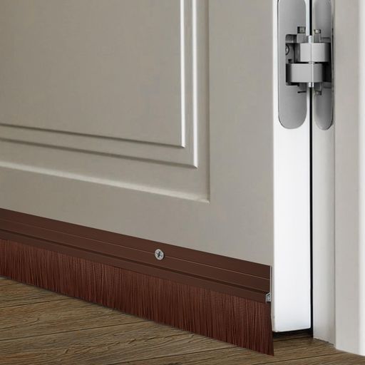 Retsun高耐久ドア下ブラシブラウン茶色53mmx880mm防虫・防風・防塵・冷暖房効率アップ開き戸向け高密度PPブラシ&アルミ製フレームネジ固定式の隙間ガード隙間対策シール(Brown3cm1)