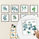 Hitasiモザイクタイルシートリメイクウォールステッカー防水断熱20枚セット可愛い北欧植物柄緑の葉PVC製15cm*15cm20枚セットDIYトイレ洗面所キッ...