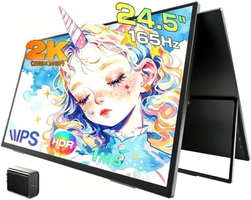 モバイルモニター 2K 165Hz 24.5インチ UPERFECT モバイルディスプレイ ポータブルディスプレイ 大画面非光沢 広色域 大型サブモニター 自立型スタンド ゲーミングモニター USB Type-C/Mini HDMI/Micro