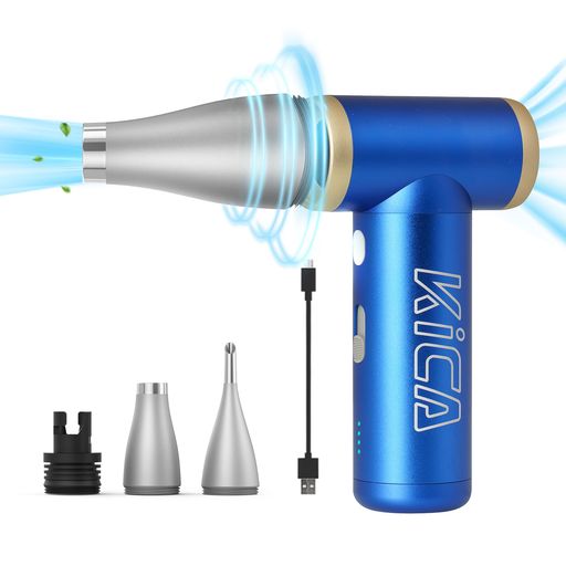「セット」KiCAJetFan2S多機能電動エアダスター(ブルー)&吸塵アクセサリー、電子機器、車、家庭用、PC..