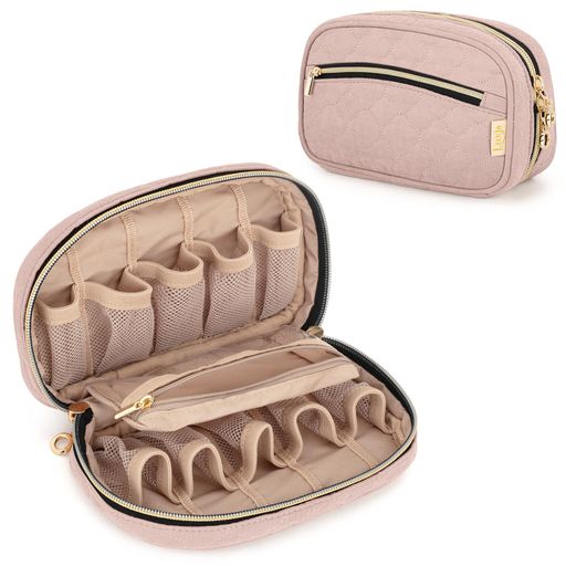 Luxjaエッセンシャルオイル収納ケース精油ポーチ10本収納(5-15ml)キルティングアロマオイルと小さなア..