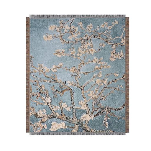 フィンセント・ファン・ゴッホ「花咲くアーモンドの木の枝ソファカバー・マルチカバー油絵柄ブランケッ..