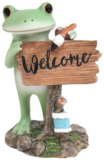 ダイカイ(DAIKAI)置物-7.2x5x10.2cmコポーウェルカムボードとカエル72265