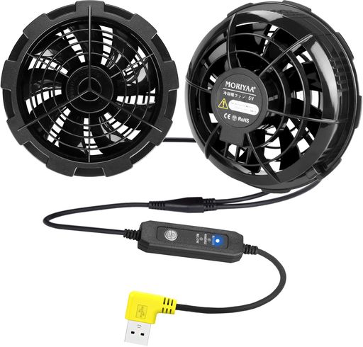 moriyaa作業服ファン冷却服ファン扇風機モバイルエアコンブラシレスモーター3段階風力調整(高中低)取り..