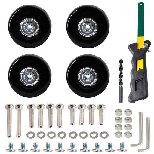 スーツケースキャスター交換キット50mmPU車輪4個静音ベアリング搭載耐荷重50kg単輪双輪対応φ6/8mm軸両..