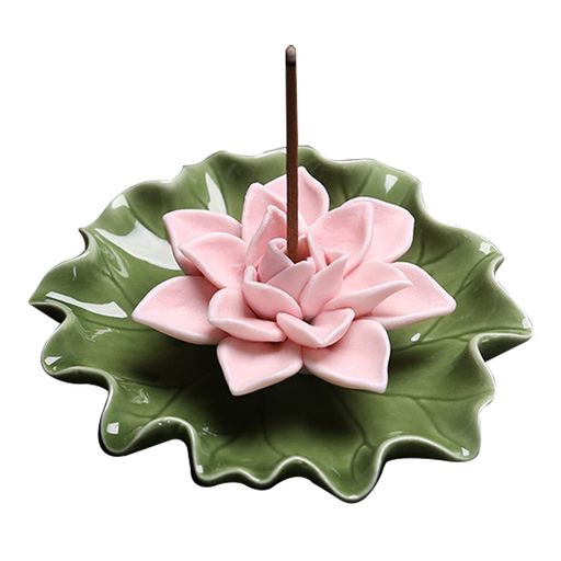 EsiFareお香立て線香立て蓮の花香皿ミニ線香皿灰がこぼれない可愛い癒やし香炉陶器製おしゃれインセン..