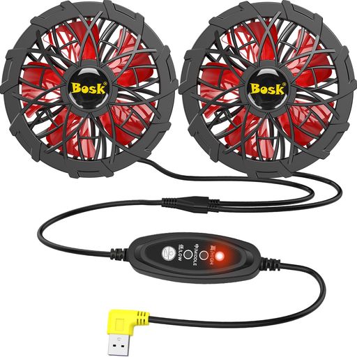 空調作業服昇圧ファン5V-7.4V昇圧USB昇圧変換ファン7.4V互換ユニット5つ大きな羽根ブラシレスモーター..
