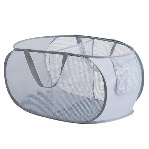 Getraysポップアップ洗濯かご、折りたたみメッシュランドリーバスケットとコンパートメント、大容量70L折り畳み式洗濯バスケット取っ手付きためにおもちゃ衣類収納オーガナイザー(グレー)