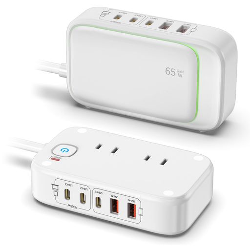 solopen7-in-1PD65W急速充電対応多機能コンセント2個AC口で2500WUSB-CとUSB-A対応PSE認証済み雷サージ保護八重保護扁平プラグ持ち運び簡単デスク整理出張旅行に最適