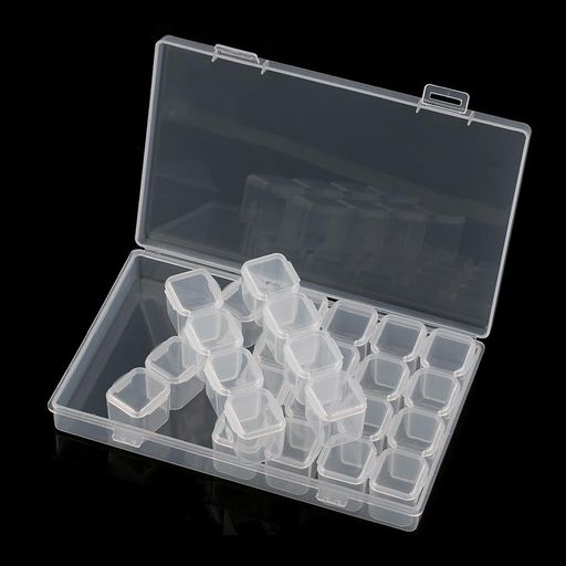 透明プラスチック28スロット調節可能ジュエリー収納ボックスケースクラフトオーガナイザービーズ