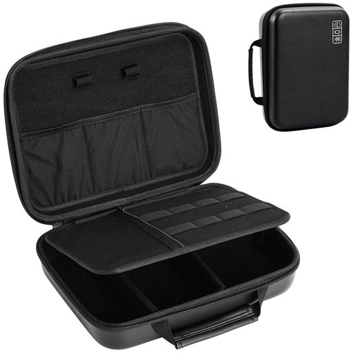 ProCaseガジェットポーチ、防水性のあるEVA材、大容量、3層仕組みMacBookアダプタ・MagicMouse2・USBFlashDisk・SD収納、スマホ・タブレット充電・ケーブルの小物入れ、PC周辺アクセサリーの整理バ…