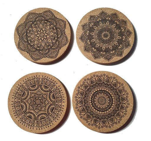 Bombinateコルクコースター4枚セット丸型カップマットコップ敷き断熱パッド