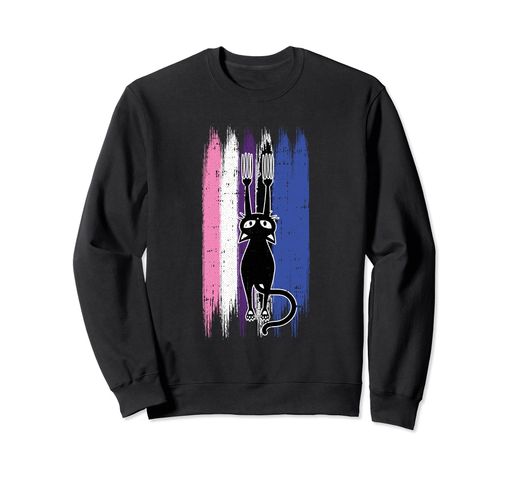 Cat Scratching Gender-fluid Pride Kitten Kitty LGBT-Q Ally トレーナー
