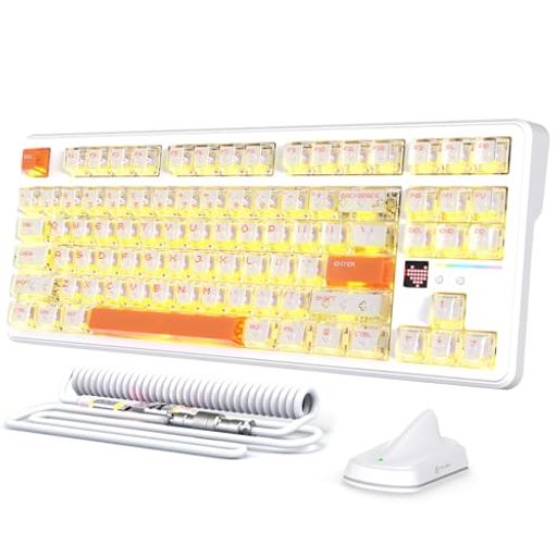 ATTACK SHARK X87ULTRA ゲーミングキーボード 三モード対応 BT/2.4GHz/有線 8Kポーリングレート 超低遅延0.125ms ワイヤレス メカニカルキーボード RGBバックライト 透明キーキャップ 点阵スクリーン …