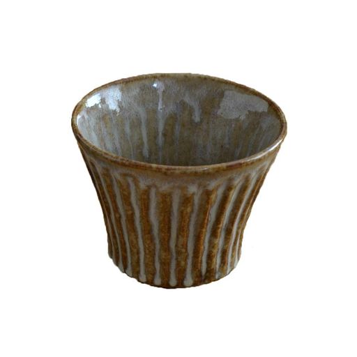 テーブルウェアイーストしのぎカップ(ソギカップ)赤土ベージュic-E2-3015-001