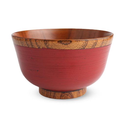 J-kitchens木製汁椀刷毛目朱Φ11.2x7cm
