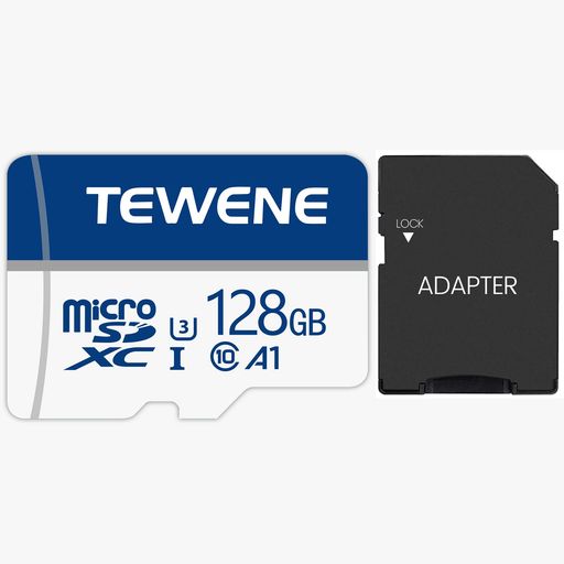 TEWENETFカード128GBメモリーカードマイクロカード高性能超高速Class10A1規格UHS-IU3容量拡張耐低温/耐..