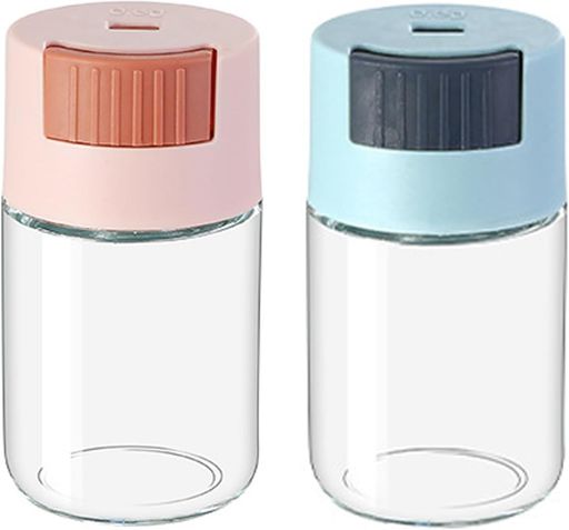 Salt, Pepper - 2個セットスパイス入れソルト入れ塩入れ容器調味料入れ砂糖塩入れ容器胡椒入れ調味料ポット滑り止め使いやすい粉末の新鮮さを保ち人間工学透明性密閉性実用性‌定量約0.5g約9*5CM約111g