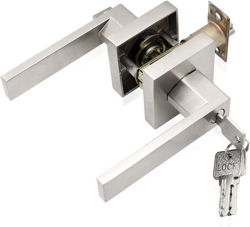 【5鍵付き】45°ドアを開けレバーハンドル錠 アルミニウム合金の主体 適用扉厚:30-50mm ラッチは60mmあるいは70mmに調整可能 【サイズ】フェイスプレート直径:65mm; ハンドルの長さ:120mm 【特徴】レバーハンドル錠は鍵が付く室内、屋外リビングルームとキッチンに適用します。内側から鍵をかけて閉め出したと、対応鍵で開け可能,右左通用,ご習慣に設定可能,本ノックでドアを開ける時、右左通用 【パッキング内容】一つの主体、3つの鍵、ねじ、付属品 【プライバシーセキュリティ】:ドアロックはあなたの家(そしてあなたのもの)を保護するのに最適な方法です。高品質のラッチにより、ドアの入り口のセキュリティが強化され、安心して休むことができます。キーは同じです。各ドアロックには3つのキーがあります。安全で使いやすい45度ツイストロックは、ハンドルが外側から開かれるのを防ぎます。