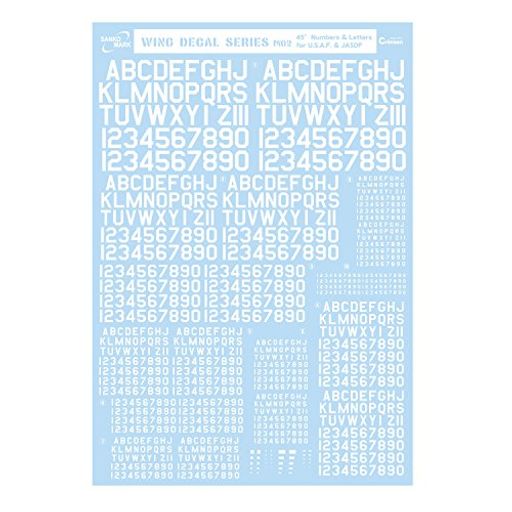 サンコーマーク工業 M02 45度 Numbers&Letters 白 13.5x19.5cm レプトジーダ WING DECAL SERIES WM-05
