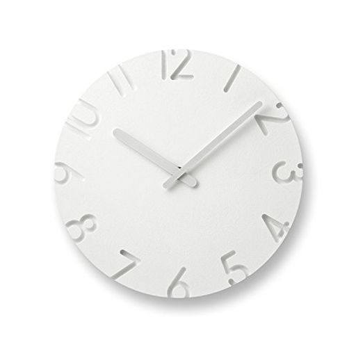 メーカー型番:NTL10-04A サイズ:直径240x奥48mm 重量:480g 材質:エースライト(無機質系人造木材) 原産国:日本 付属品:壁掛け用木ネジ、単3電池1本 使用ムーブメント:ステップムーブメント