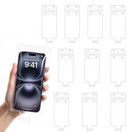 携帯電話用防水バッグ スマホ 防水ケース 10個入り シーリングストリップ 防雨 充...