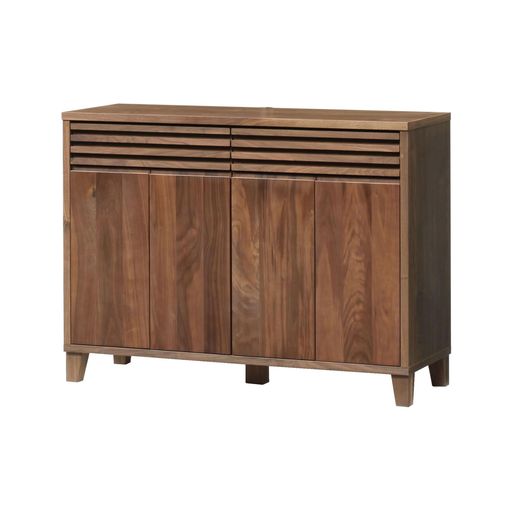 サイドボードキャビネット収納棚横格子ウォールナット幅119x奥行45x高さ88.5cm446381