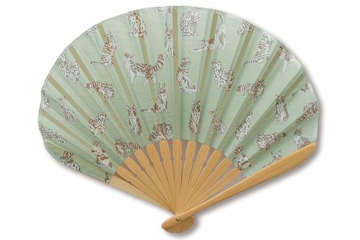 DDintexディーディーインテックスFLORETLONDONシェル型扇子ミャオウミント2x21cm[リバティプリント使用]