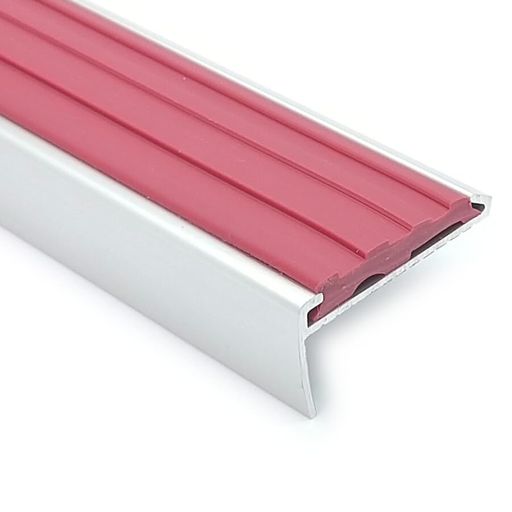 階段滑り止めアルミ製ノンスリップ40巾ゴムタイヤ充填タイプA40PP15(エンジ)1m