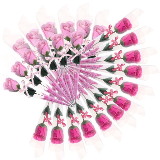 24本ソープフラワー薔薇一輪個別包装枯れないギフト(ピンクxレッド)