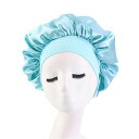 女性用サテンボンネット、女性サテンナイトキャップソリッドスリープ帽子ヘアケアボンネットミルクセレッドヘッドラップユニセックススリープキャップ(Color:LGREEN)