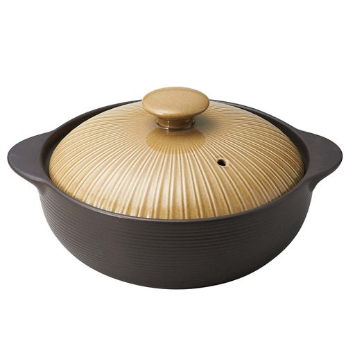 素材:本体-耐熱陶器,蓋-陶器 商品サイズ:約24.5x20.2x11.5cm 商品重量:1.15kg 容量:約1.1L