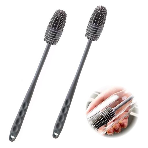 MAEXUSボトルブラシ長柄シリコン製瓶ブラシ【2個セット】ボトルブラシ食品グレード水筒ボトル洗浄哺乳..