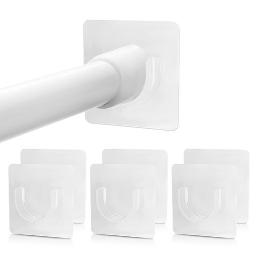 突っ張り棒支え突っ張り棒補強12個入つっぱり棒落下防止屋外室内物干し竿受け強力粘着穴開け不要取り付け簡単壁付けテープ付き落ちない固定室内物干し竿受け(透明*12)