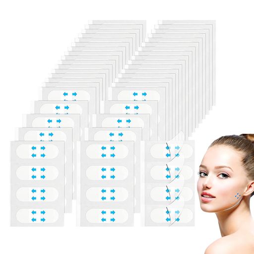 ZMBRIAFリフトアップテープ80枚小顔テープ引き上げ強力フィットタイプ極薄補正顔用就職活動デートパーティーコスププレ用(透明)