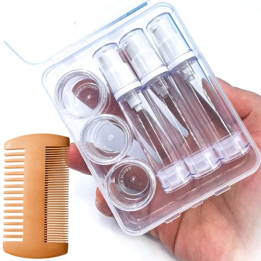 トラベルボトル8個セット小分けボトル透明真空エアレスポンプボトル漏れ防止10ml化粧水ボトルx2・ミス..