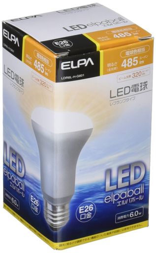 ELPALED電球レフ球形口金直径26mm電球色LDR6L-H-G601