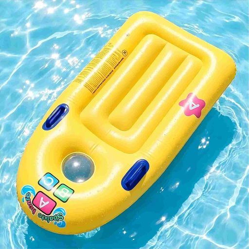 【安定のサーフボード型】波乗り気分が楽しめるサーフボード型の浮き輪です。ダブル気室構造を採用しており、万が一片方に穴が開いても安心。浮力が強く、座ってもうつ伏せでもグラつきにくい安定感で、水遊びに慣れていないお子様もリラックスして楽しめます。 【わくわく水中観察】中央には大きな透明窓付き。顔を濡らさずに海や川の中をのぞけるので、キラキラ光る魚やゆらめく水草など、初めての水中世界に好奇心が広がります。夏休みの自由研究や、忘れられない海水浴の思い出作りにもぴったりの仕掛けです。 【しっかり握れる取っ手付き】前端にはお子様の小さな手でも握りやすい、丈夫な取っ手付き。波を受けてもバランスを保ちやすく、不意の転覆を防ぎます。水への恐怖心をやわらげながら、安心して海やプールでアクティブに遊べます。 【丈夫で肌にやさしい素材】厚みのある高品質PVC素材を使用し、耐荷重は約75kgまで対応。砂浜での擦れや小さな衝撃にも強く、空気漏れしにくい頑丈な作りで、毎日の夏遊びをしっかりサポート。接合部は滑らかに仕上げ、デリケートな肌への負担も軽減します。